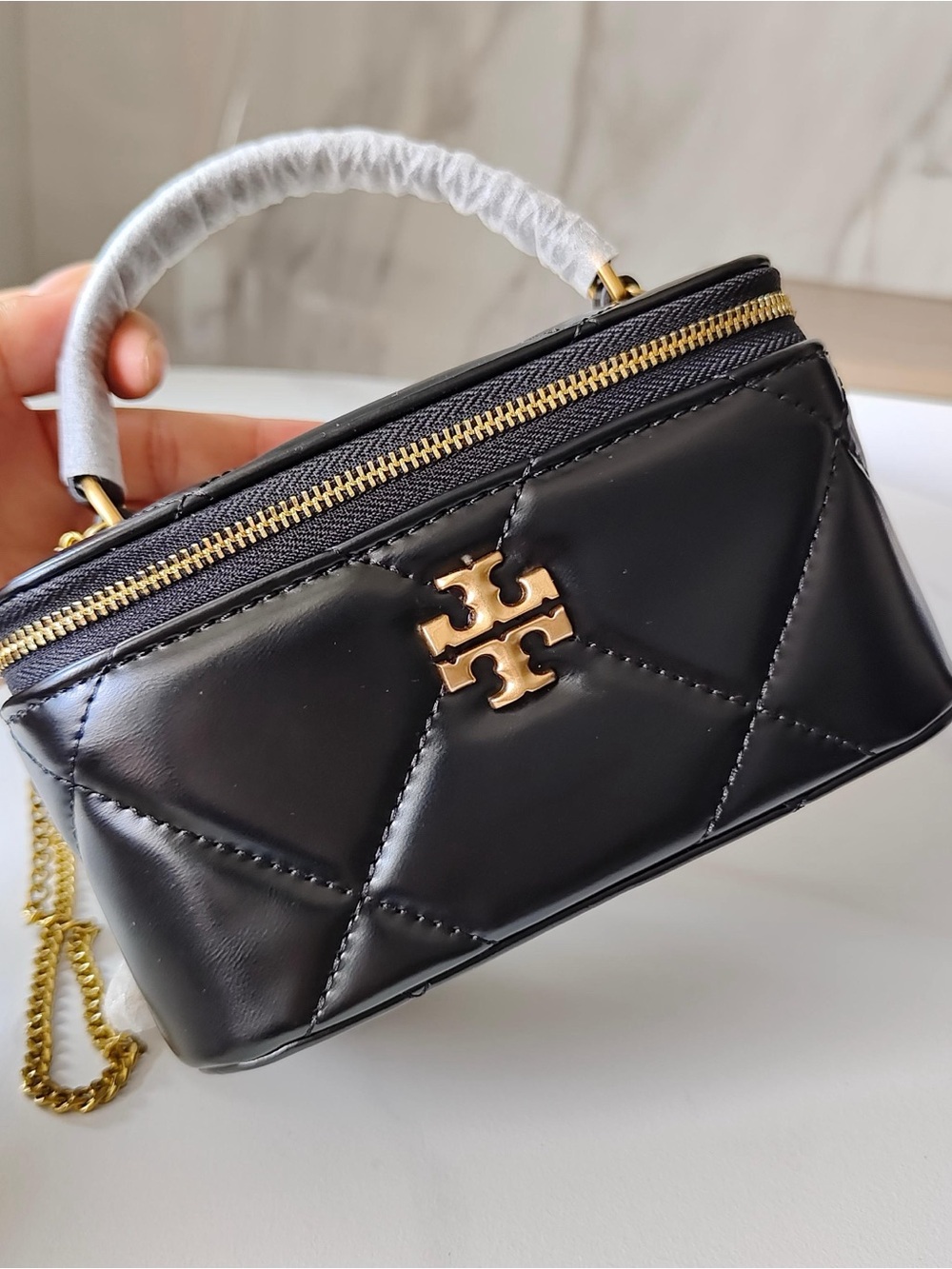 Tory Burch Quilted Top-Handle Crossbody Bag in Black - Picture 5 of 5